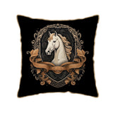 Horse Emblem Velvet Bordered Pillow Covers