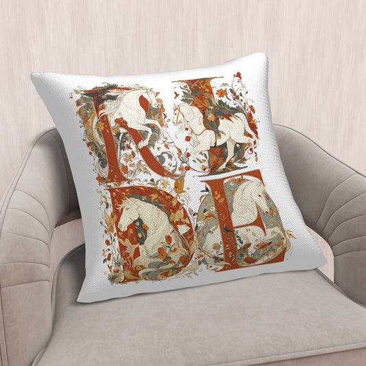 Floral Red: RIDE - Linen Throw Pillow Covers