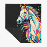 Horse Themed, breathable and light weight blanket with shams quilted on both sides. Horse & animal Lover Gift