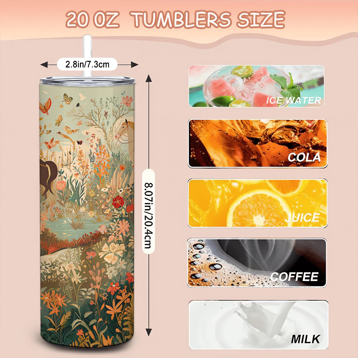 Wildflower Walk Straight Stainless Steel Tumbler