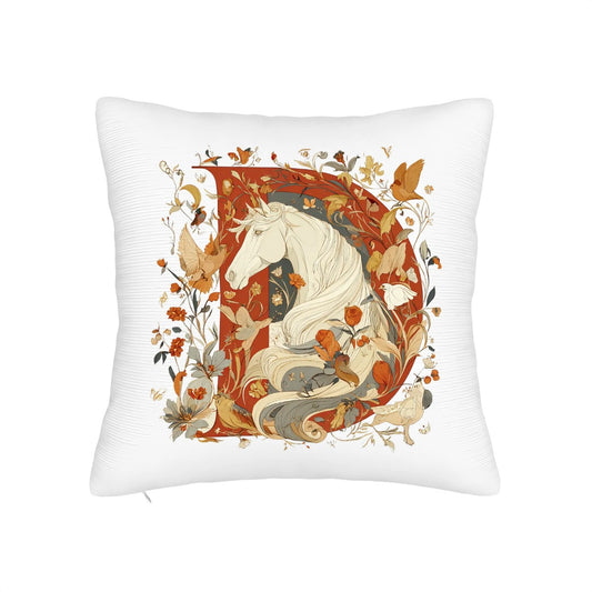 Personalized Floral Red Throw Pillow (Plush)