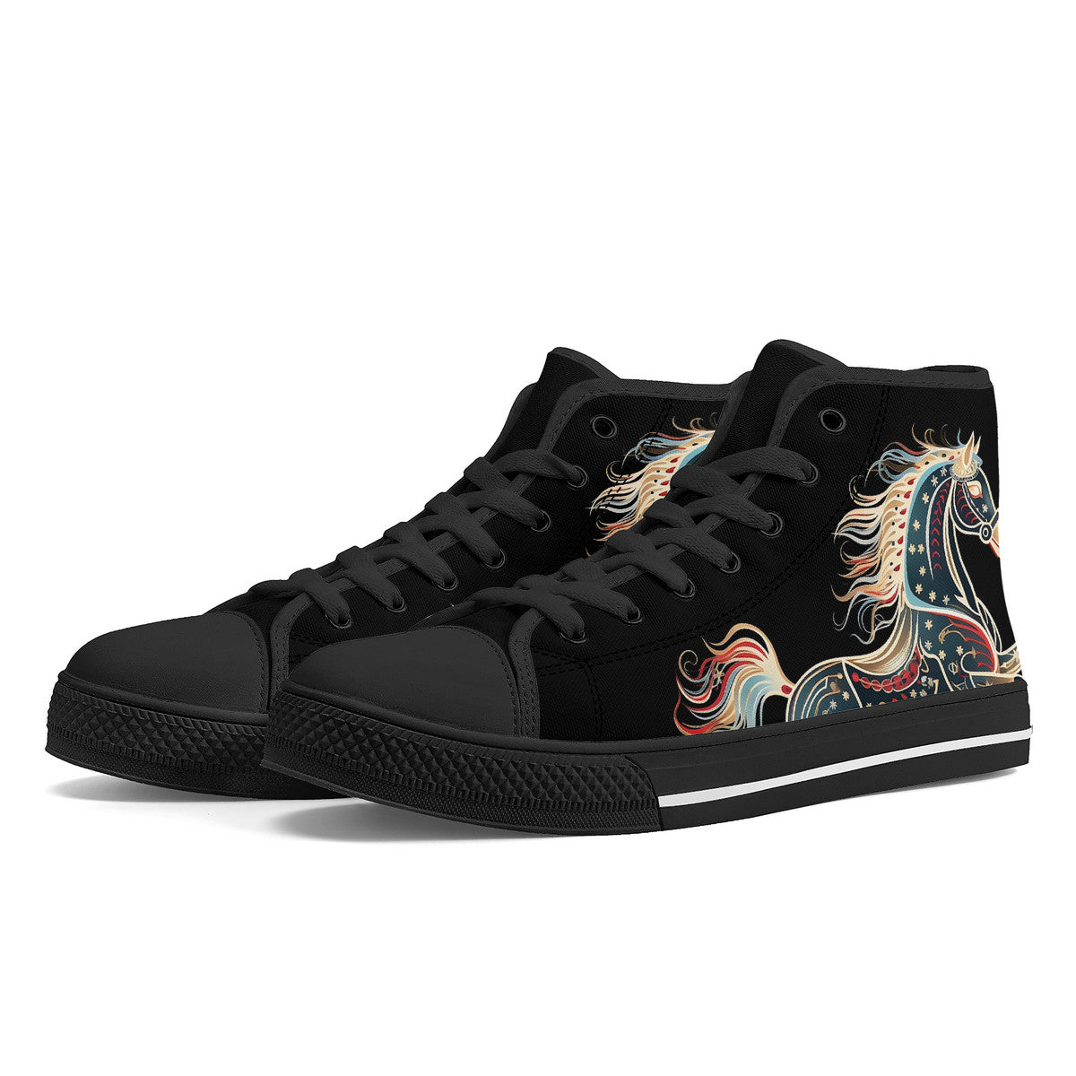 Black Horse Lace Up Hi Tops