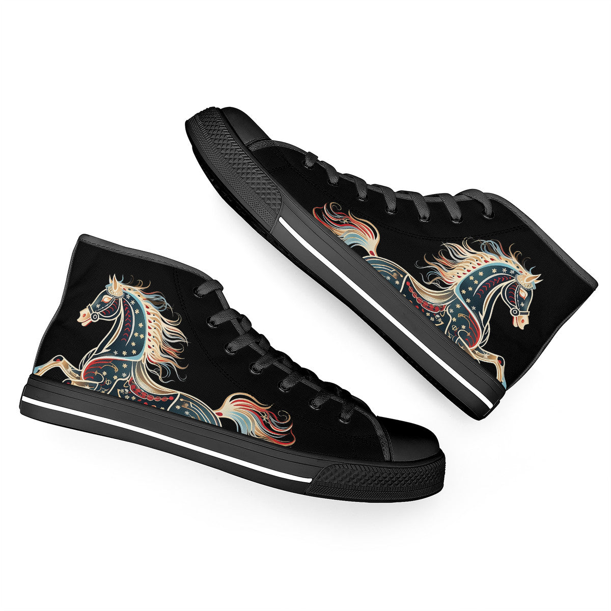 Black Horse Lace Up Hi Tops