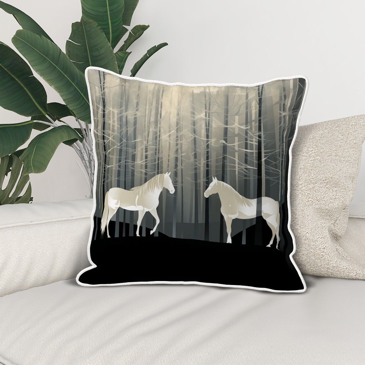 In Woods Velvet Bordered Throw Pillow Covers