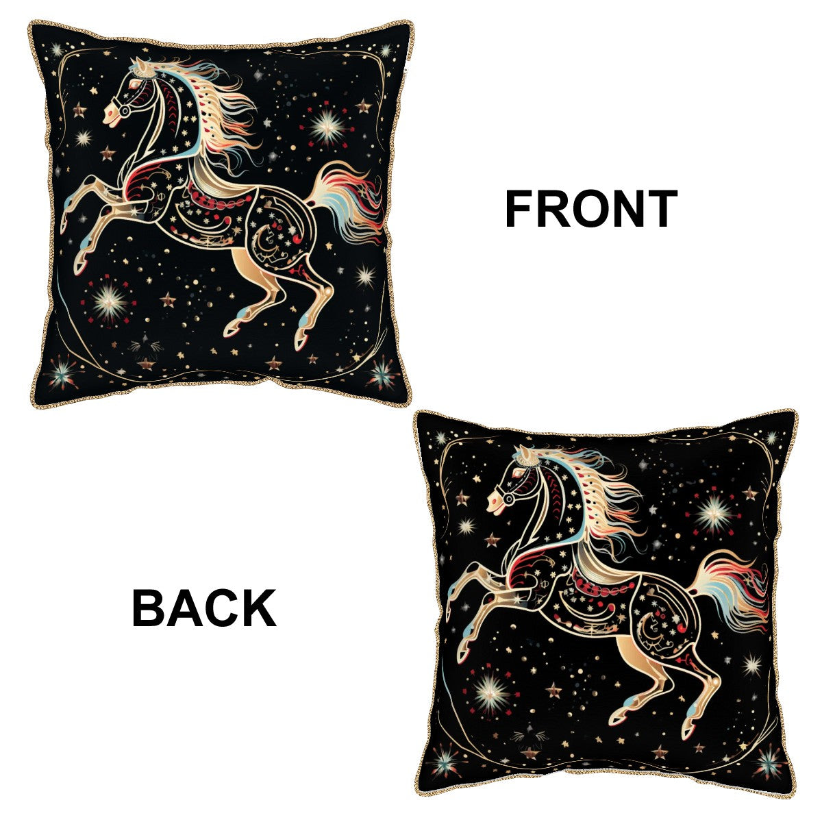 Starry Horse Velvet Bordered Pillow Covers