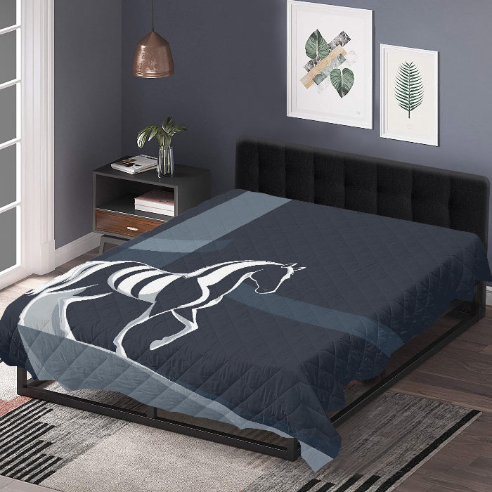 Horse Themed, breathable and light weight blanket with shams quilted on both sides. Horse & animal Lover Gift