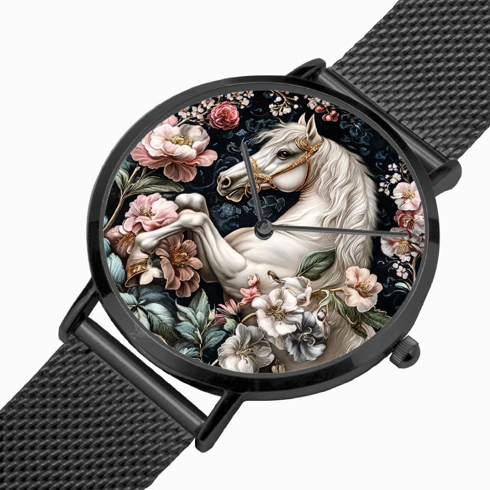 Premium stainless steel watch with horse design for horse lovers