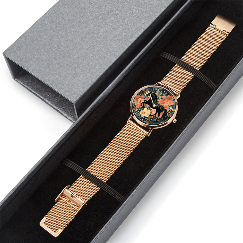 Premium stainless steel watch with horse design for horse lovers