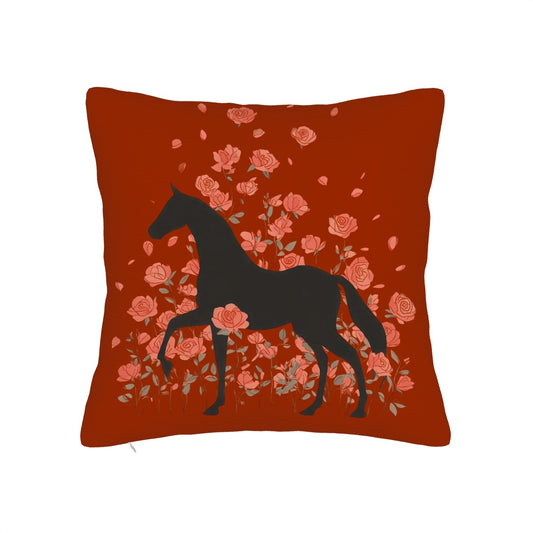 Personalized Floral Red Throw Pillow (Plush)
