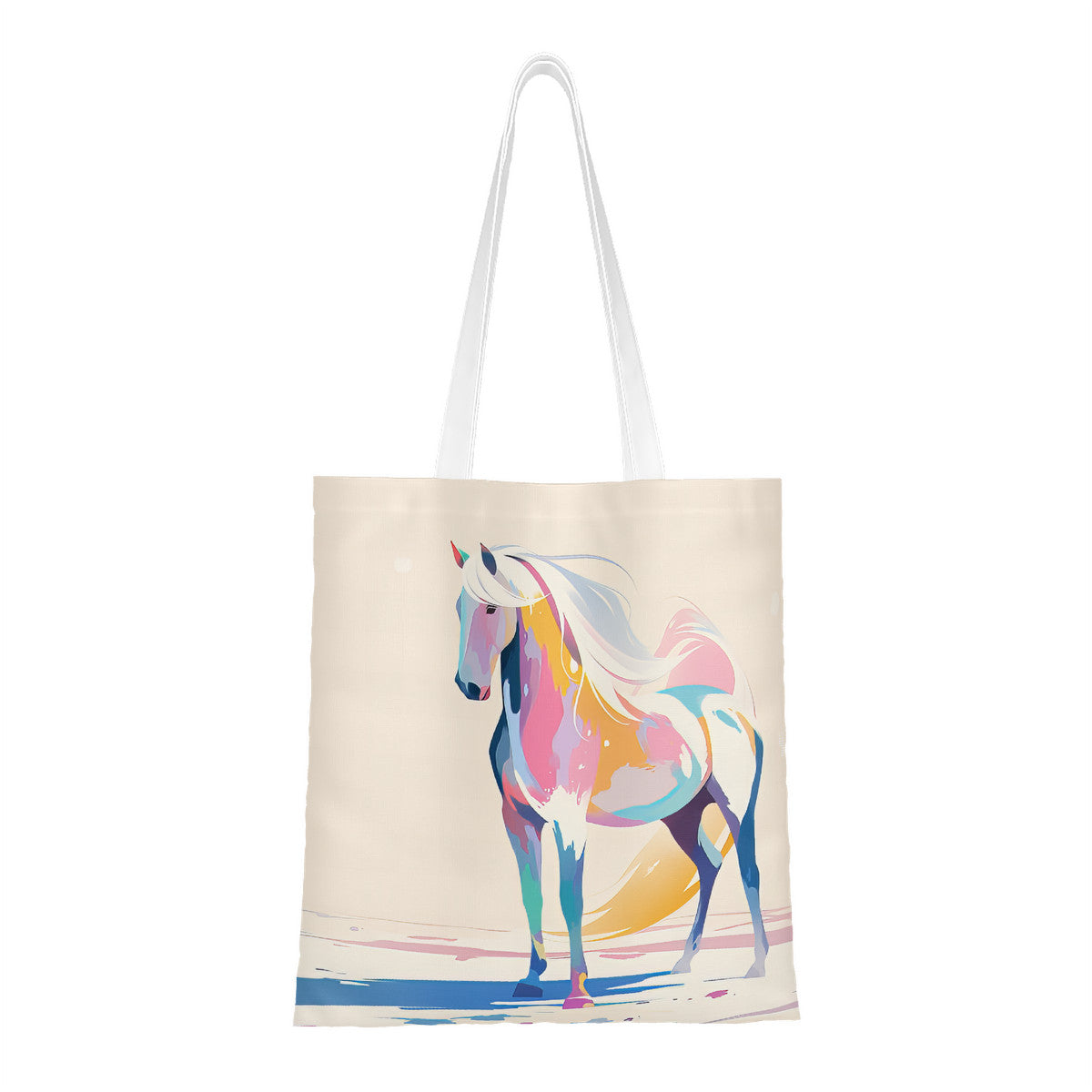 White horse design tote bag, horse lover gift, boho white tote bag, gift for her, animal lover, equestrian design, horse art