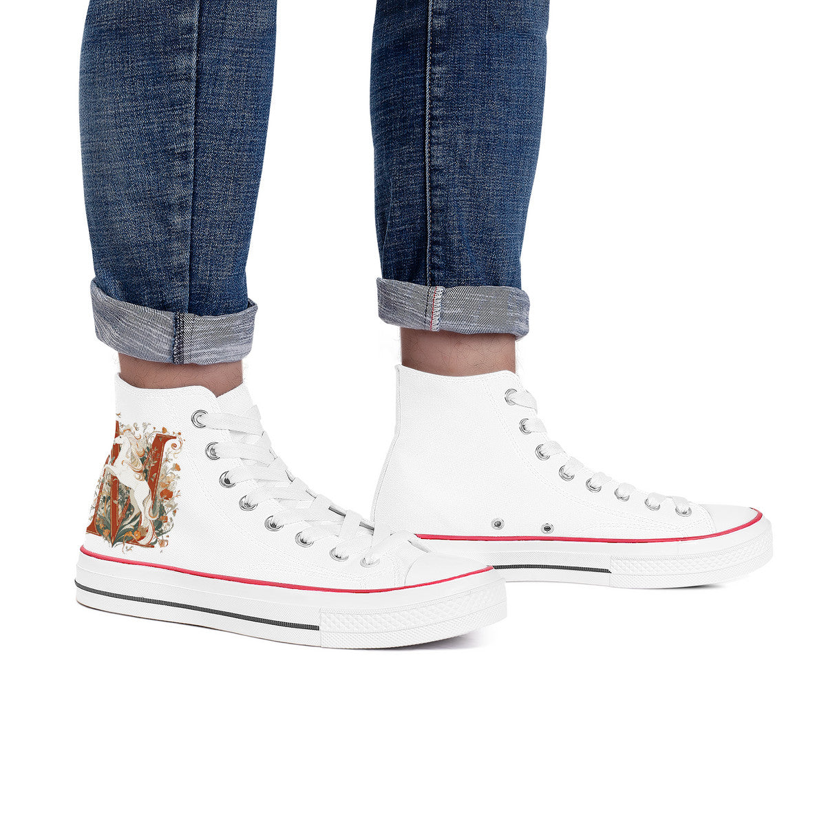 Personalized Floral Red High-tops