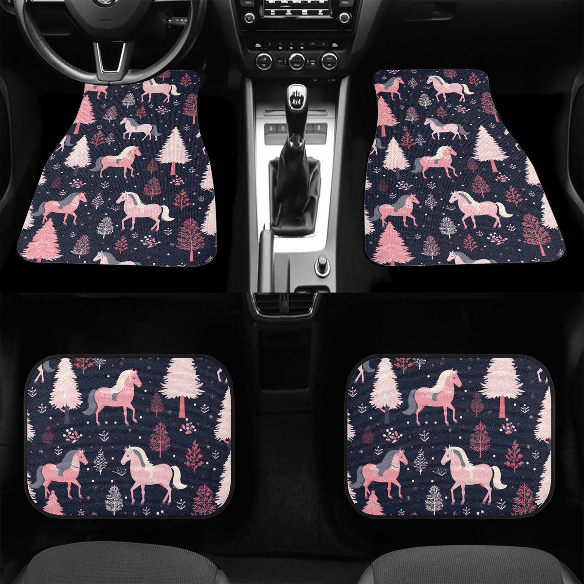 Car Floor Mat - Pink and Horses