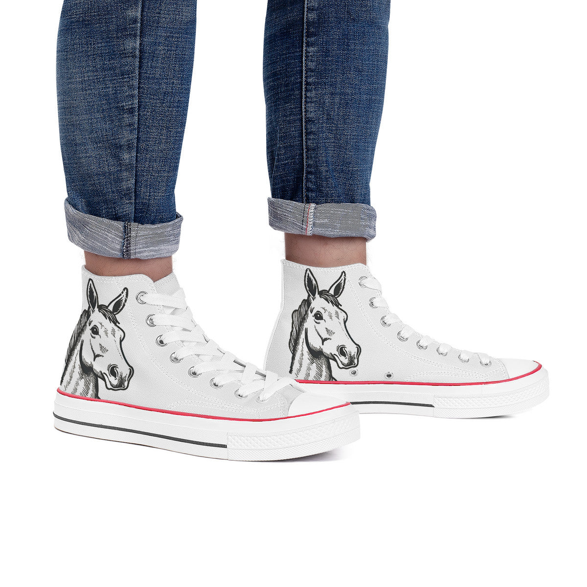 Sketch Art Funny Horse - Hi Tops