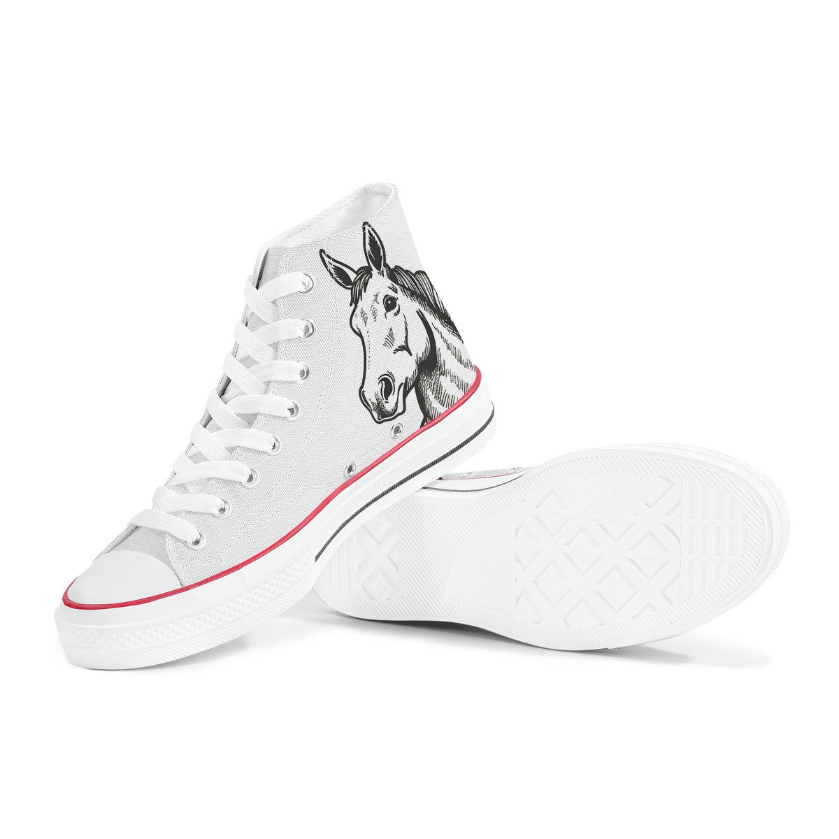 Sketch Art Funny Horse - Hi Tops