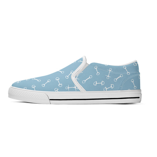 Horse Bit  Design  Slip  On Shoes - Candy Colours - Blue
