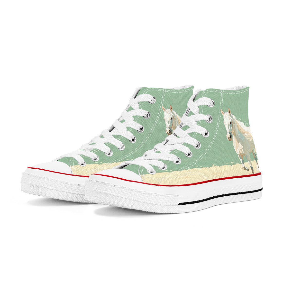 White Horse Mint Green Hi Tops