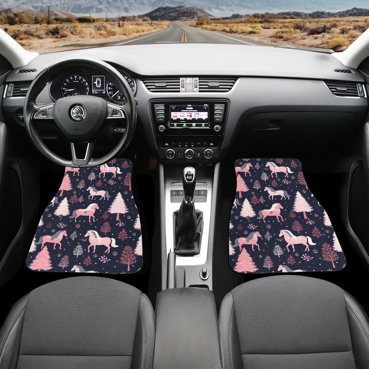 Car Floor Mat - Pink and Horses