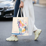 White horse design tote bag, horse lover gift, boho white tote bag, gift for her, animal lover, equestrian design, horse art