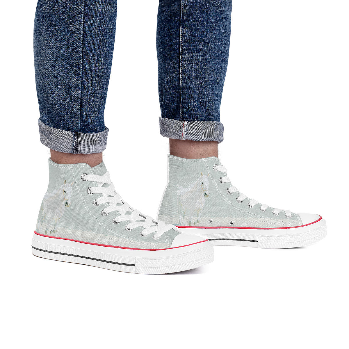 Pale White Horse Art Hi Tops