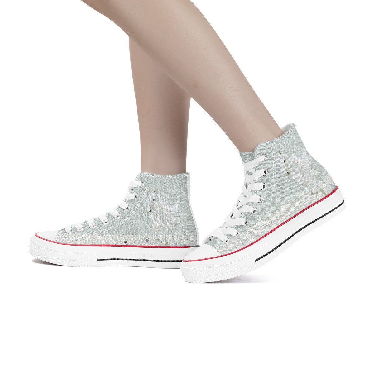 Pale White Horse Art Hi Tops