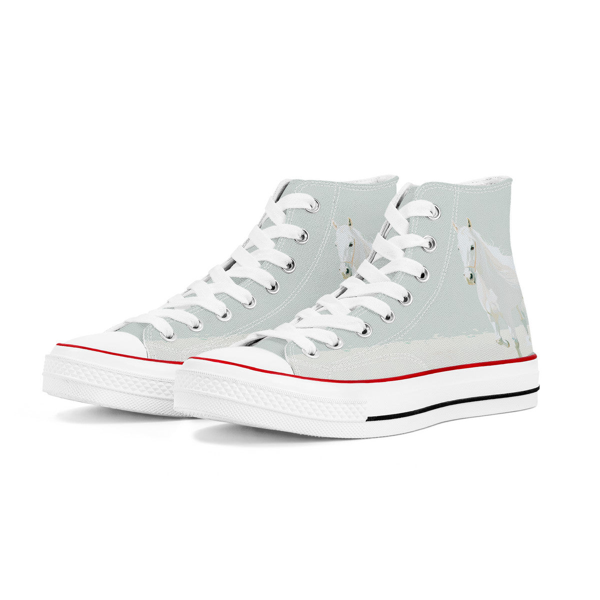 Pale White Horse Art Hi Tops