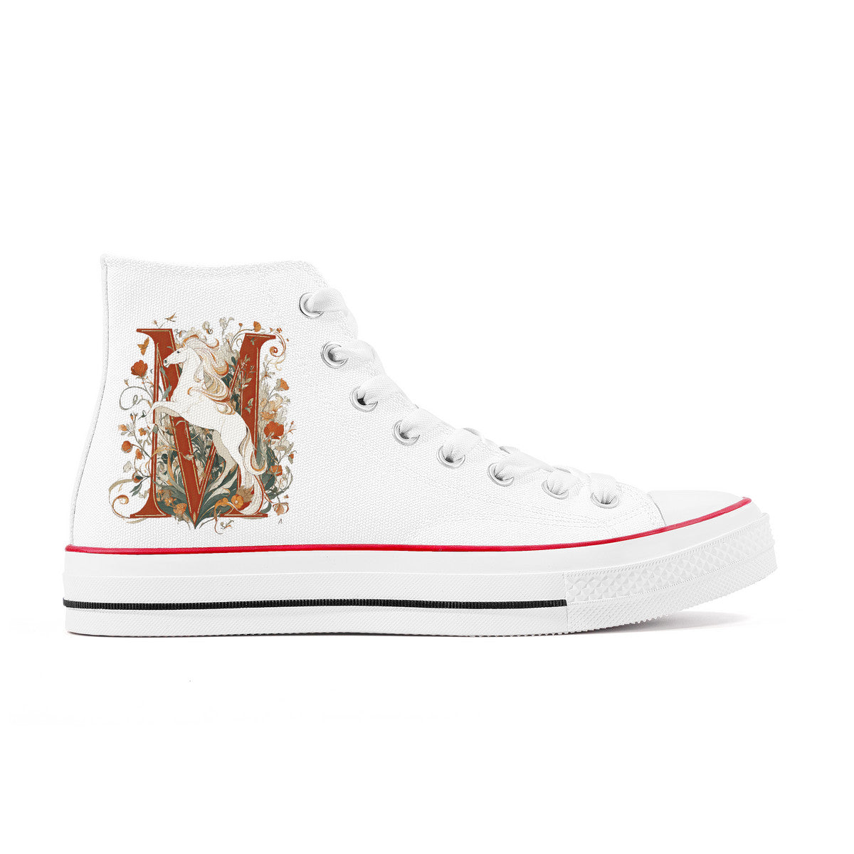 Personalized Floral Red High-tops