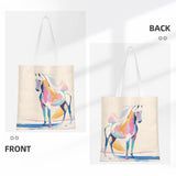White horse design tote bag, horse lover gift, boho white tote bag, gift for her, animal lover, equestrian design, horse art
