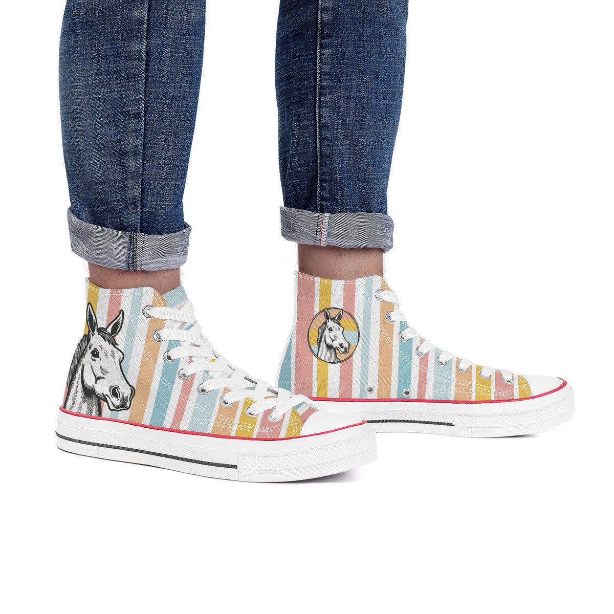 Pastel Funny Horse Hi Tops