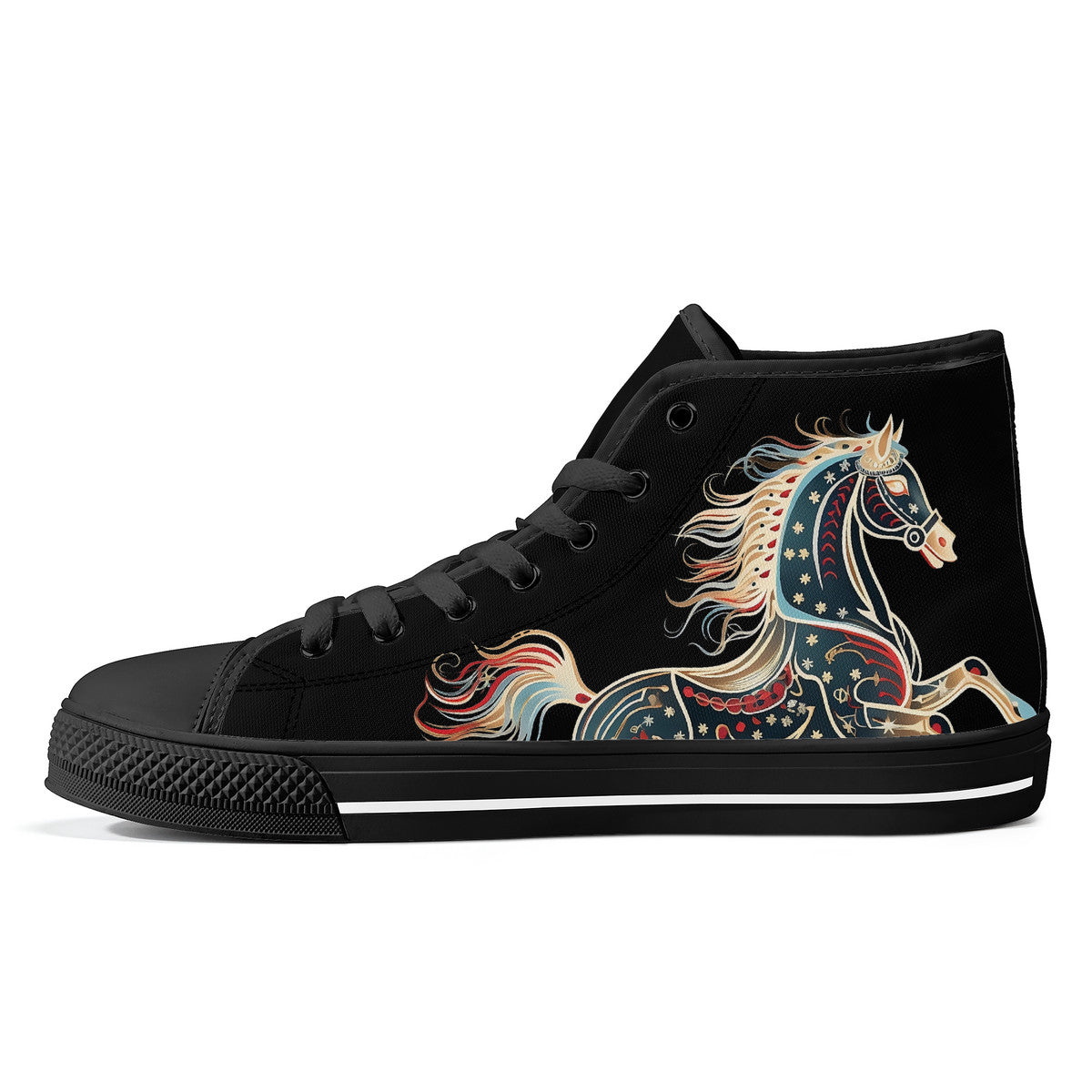 Black Horse Lace Up Hi Tops
