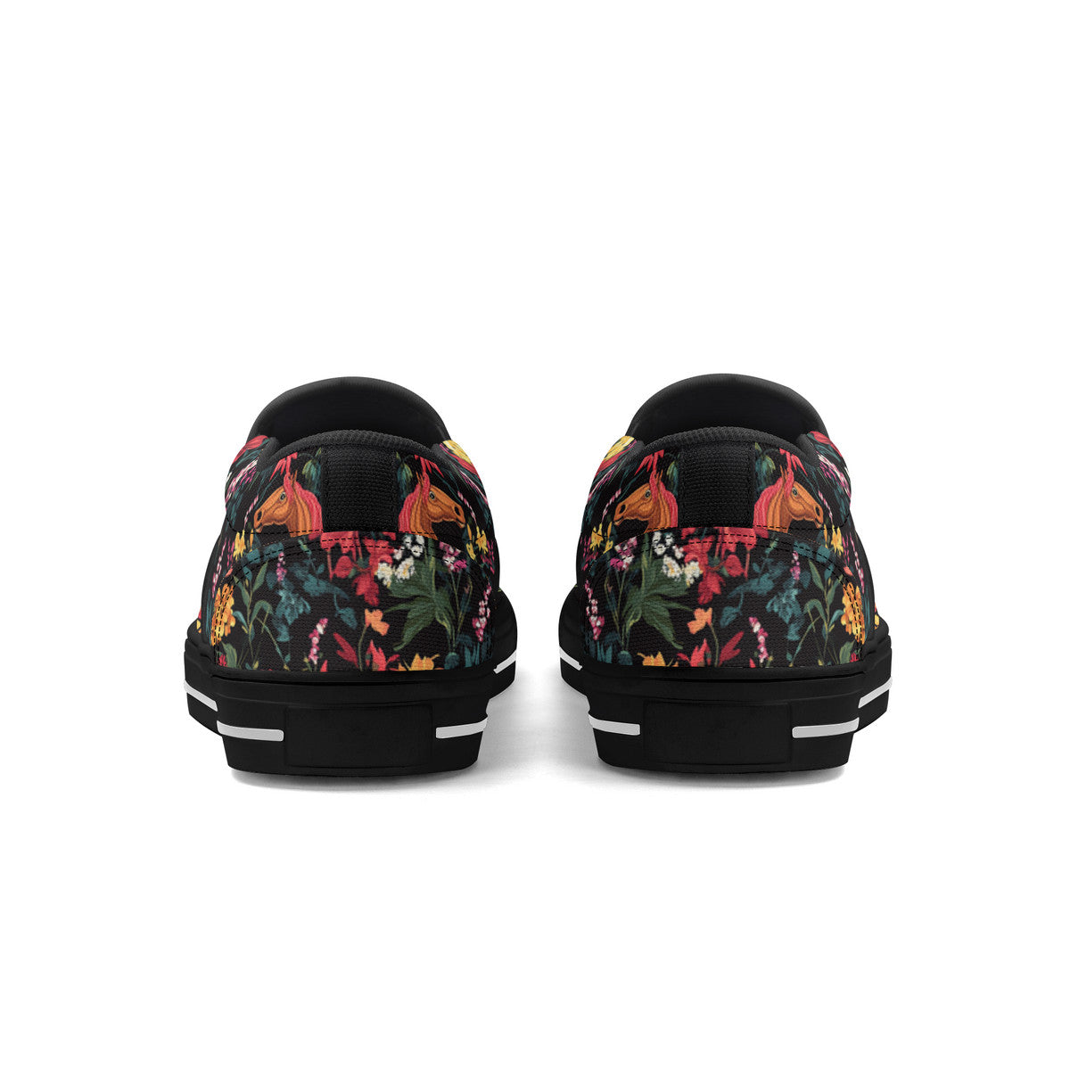 Floral horse design slip on shoes, pastel slip on sneakers, horse lover gift, Children shoes