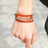 Leather bracelet with horse bit