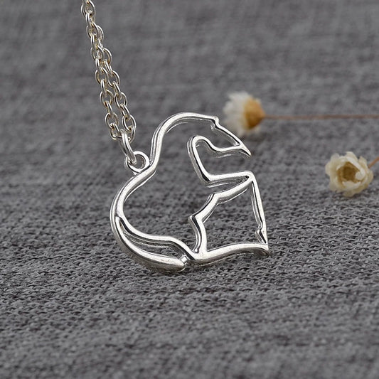 Heart Shape Abstract horse necklace