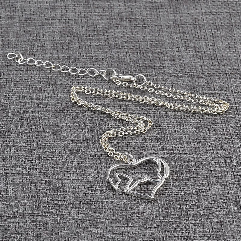 Heart Shape Abstract horse necklace