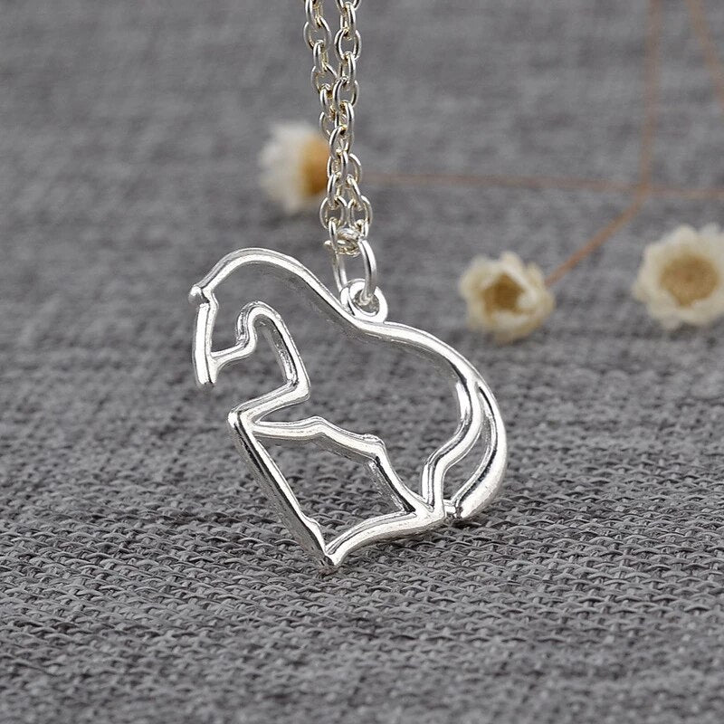 Heart Shape Abstract horse necklace
