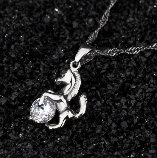 S925 Horse & Diamond Necklace & Earring Set