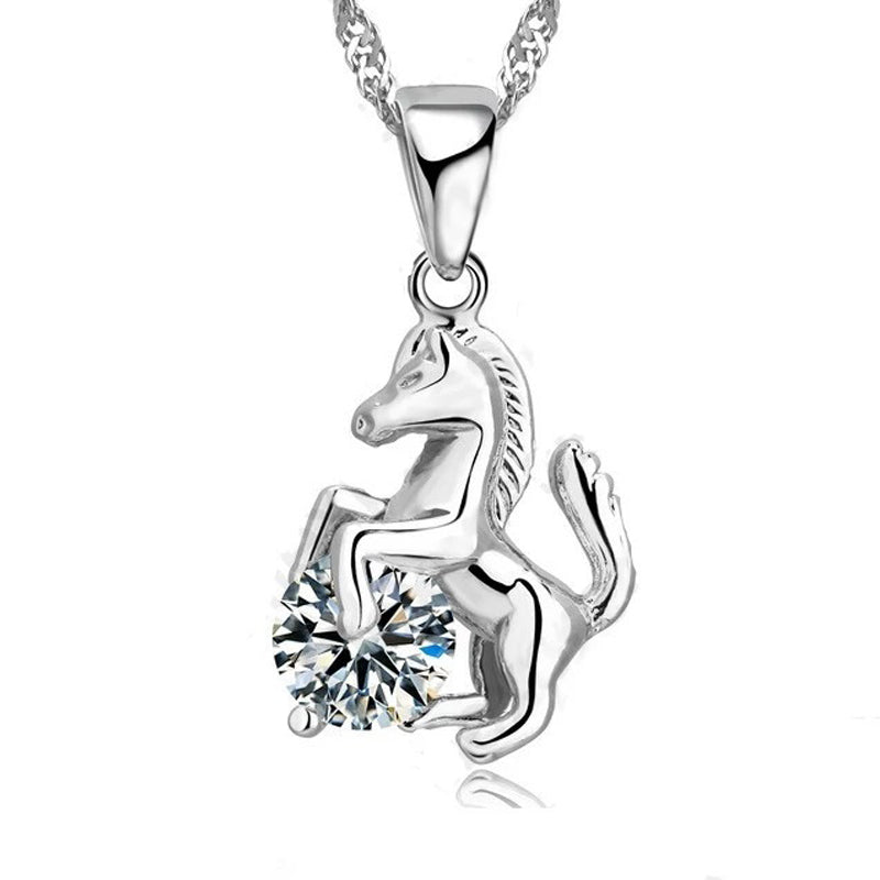 S925 Horse & Diamond Necklace & Earring Set