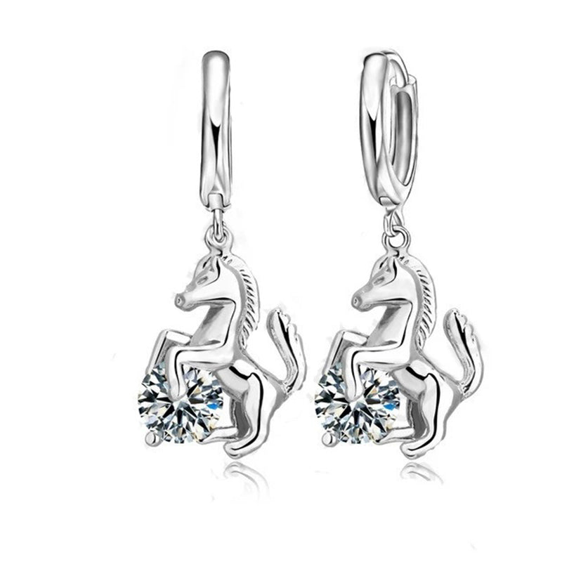 S925 Horse & Diamond Necklace & Earring Set