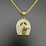 Golden Sparkling Horshoe Pendant