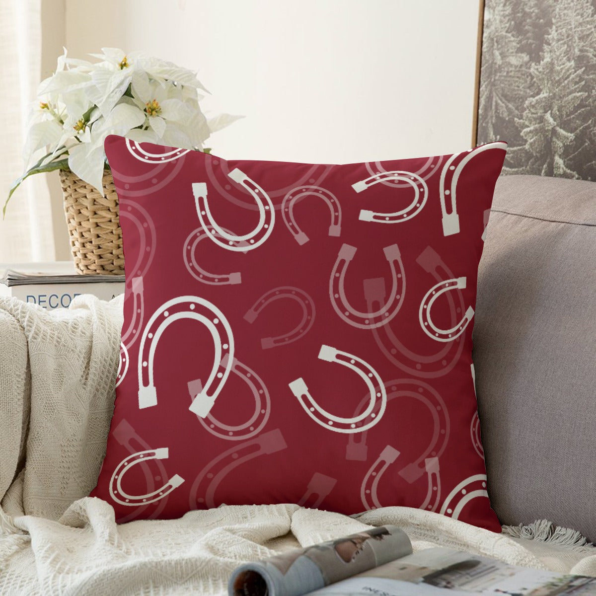 Couch Pillow Case - Horseshoes