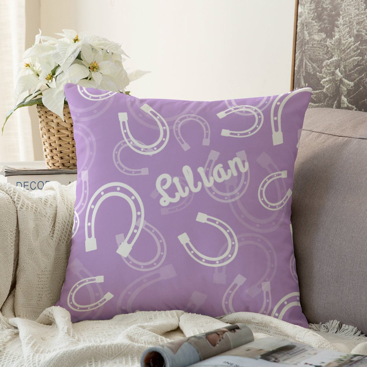 Couch Pillow Case (Personalized) - Horseshoes