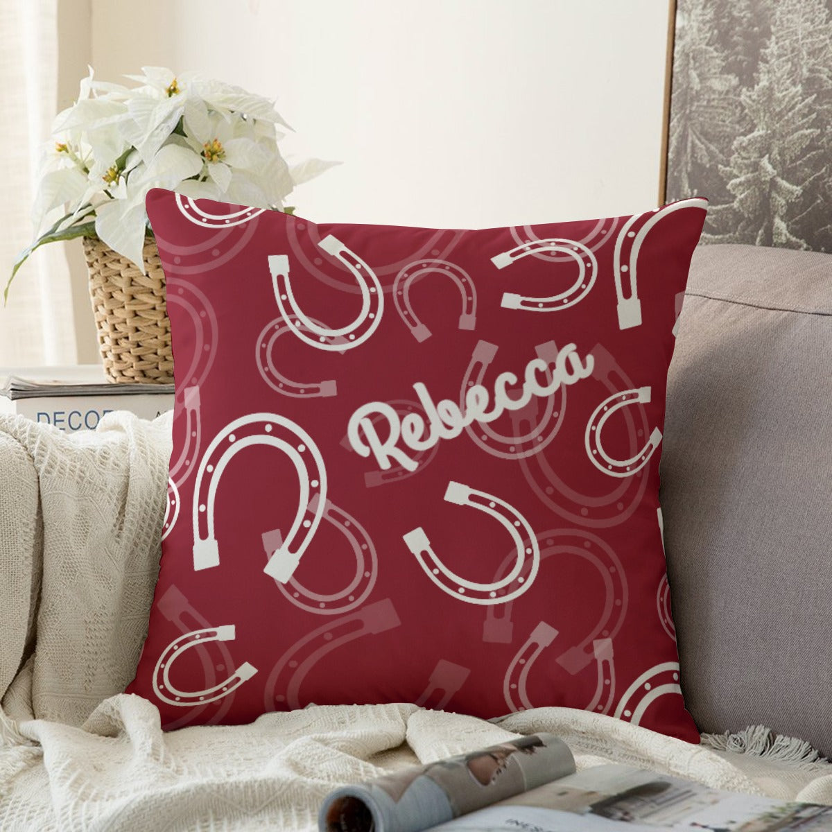 Couch Pillow Case (Personalized) - Horseshoes