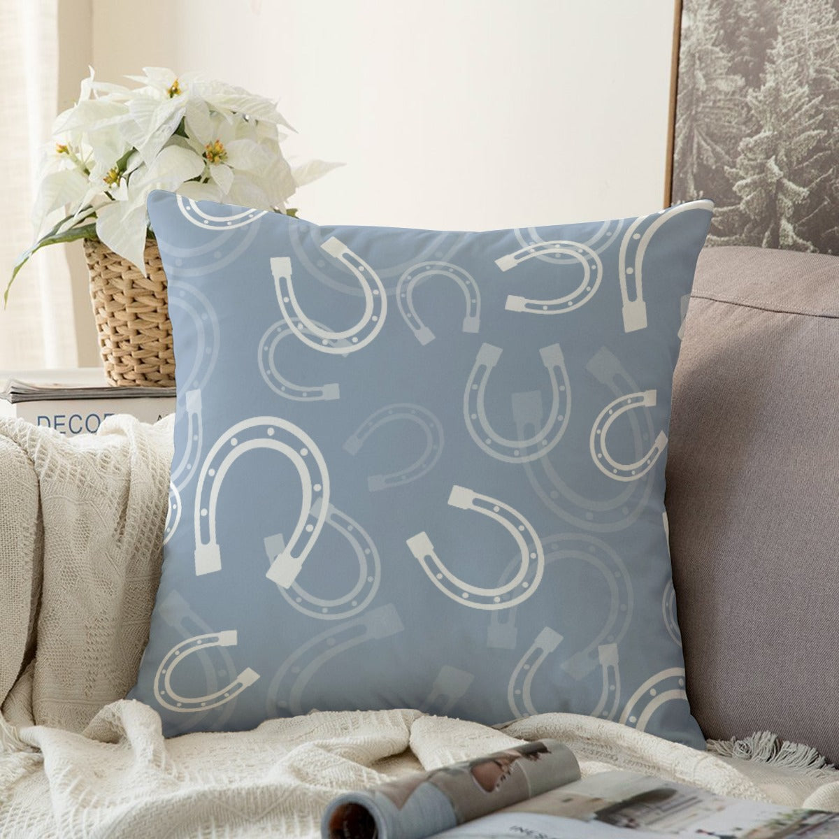 Couch Pillow Case - Horseshoes