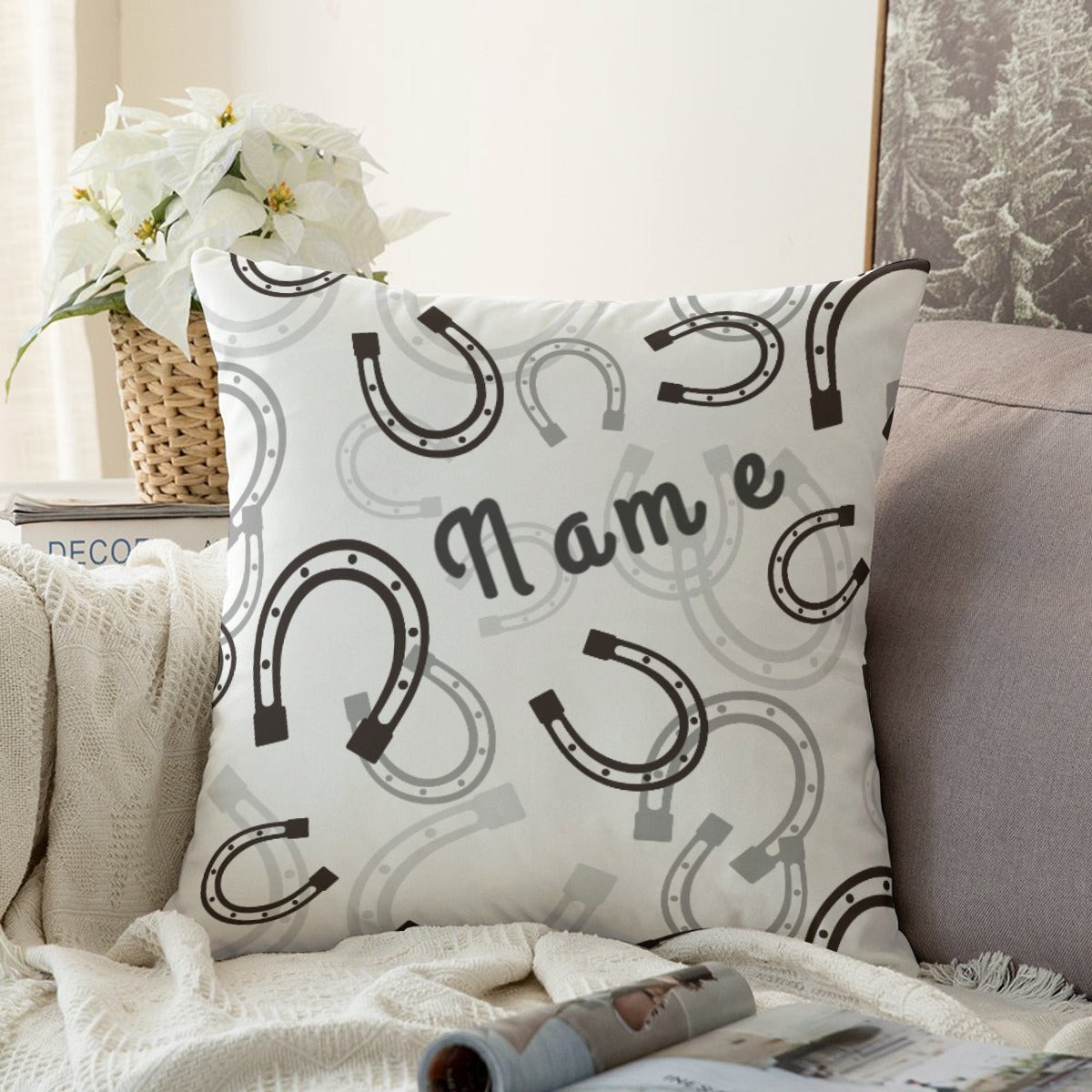 Couch Pillow Case (Personalized) - Horseshoes
