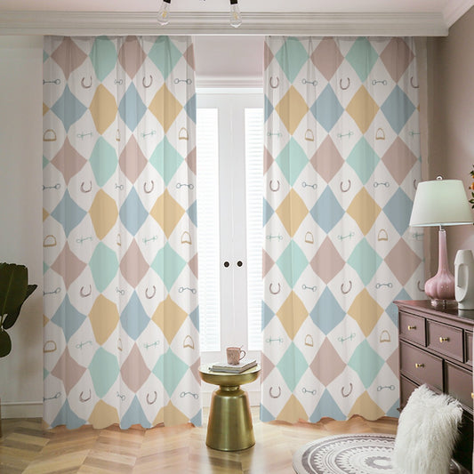 Diamond pastel pattern blackout curtain