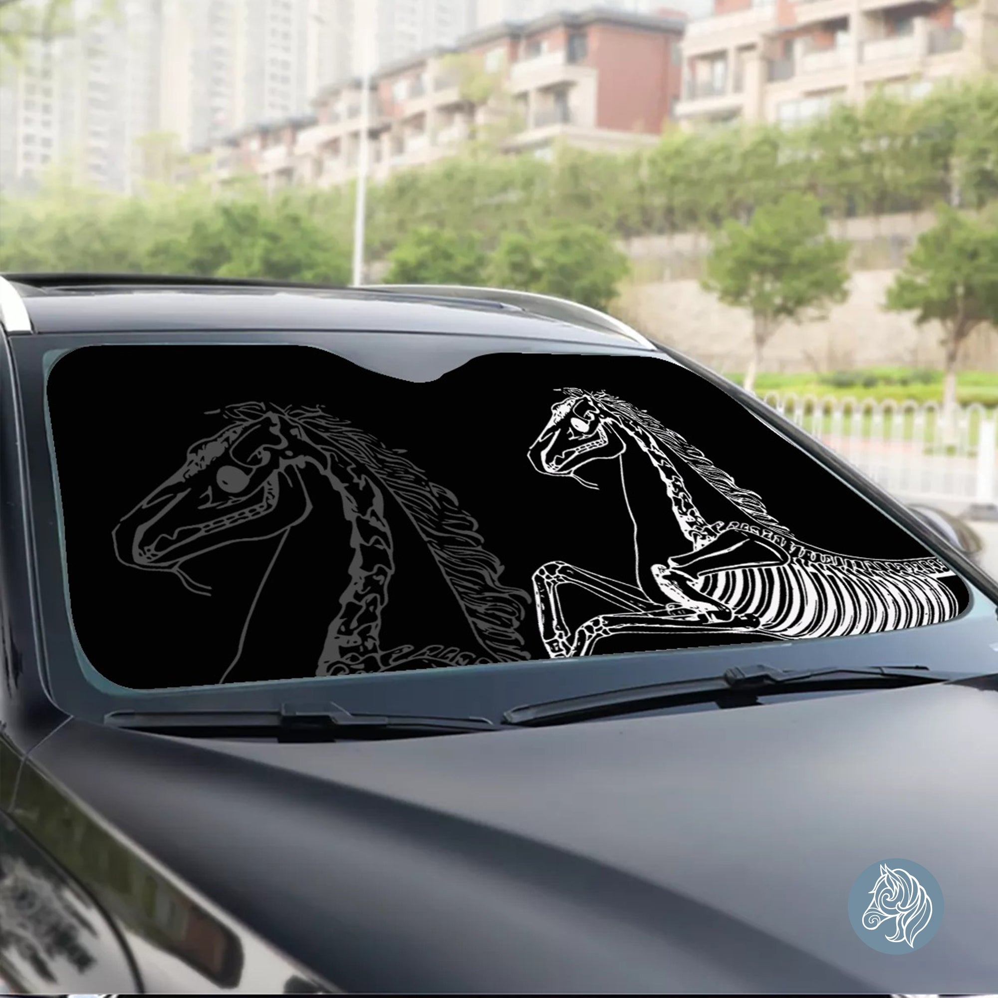 Horse Skeleton - Windshield Sunshade (Black)