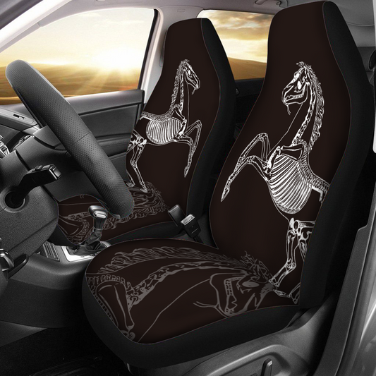 Horse Skeleton - Universal Car Seat Cover - Black