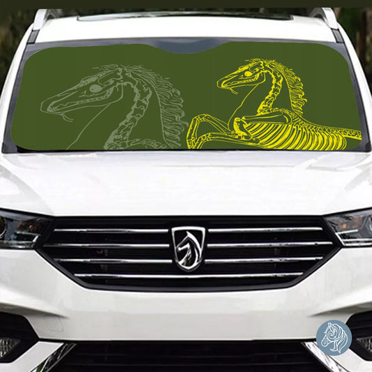 Horse Skeleton - Windshield Sunshade (Green)