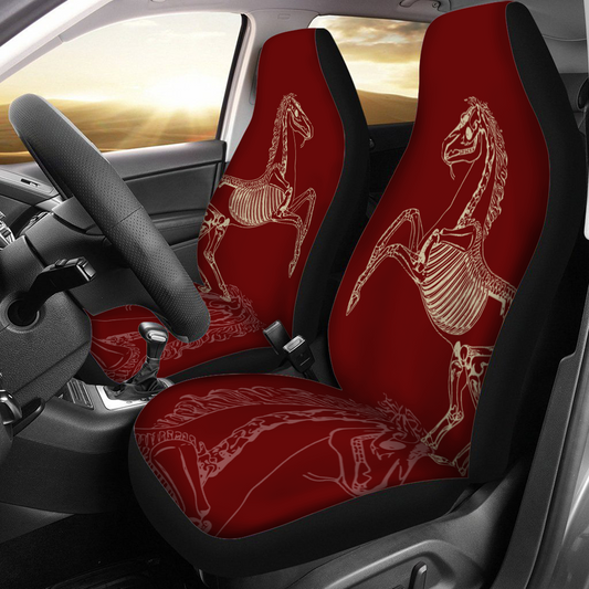Horse Skeleton - Universal Car Seat Cover - red
