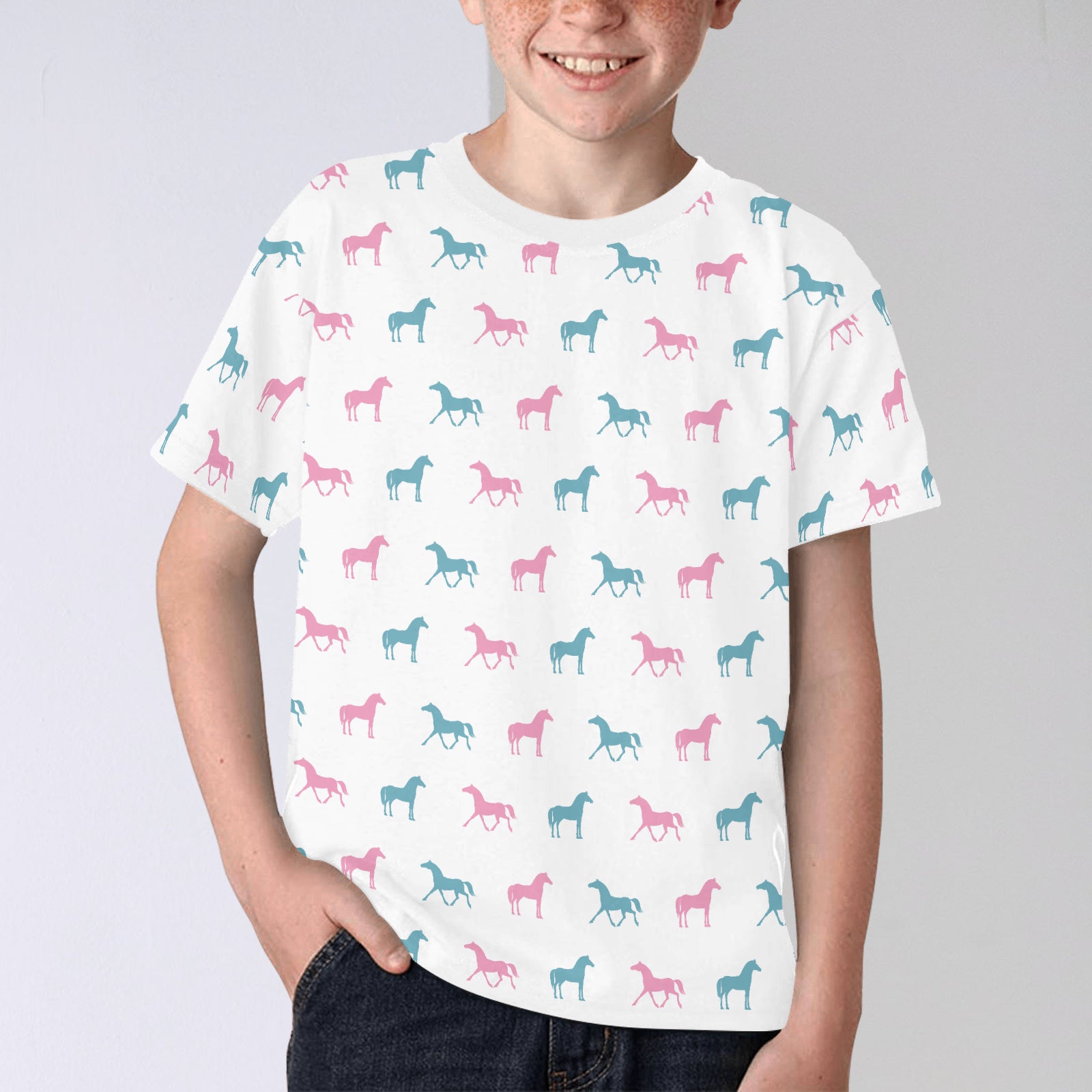 Horse Pattern Kid Print T Shirt