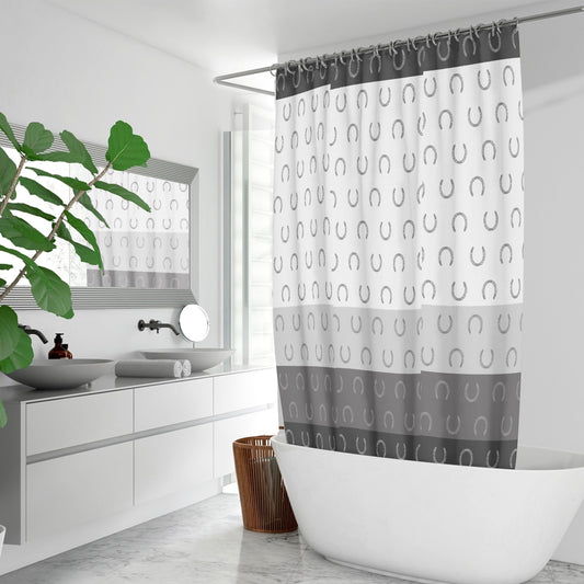 Horse Shoe Quick-drying Shower Curtain (Grey)
